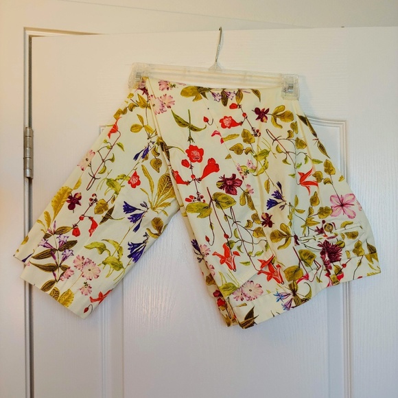 NWOT Floral Mid-Rise, Straight-Leg, Cropped Chinos - Picture 4 of 5